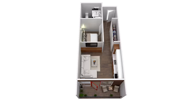 1BR/1BA 224 floor plan
